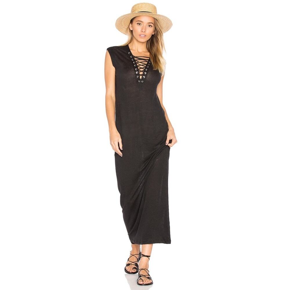 IRO Daisy Black Lace-up Dress Medium